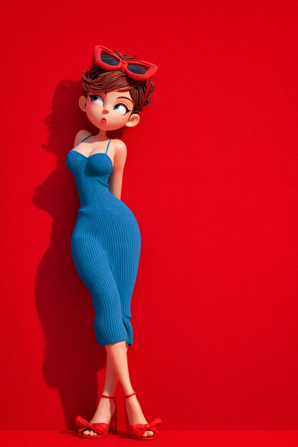 stylized 3D cartoon female