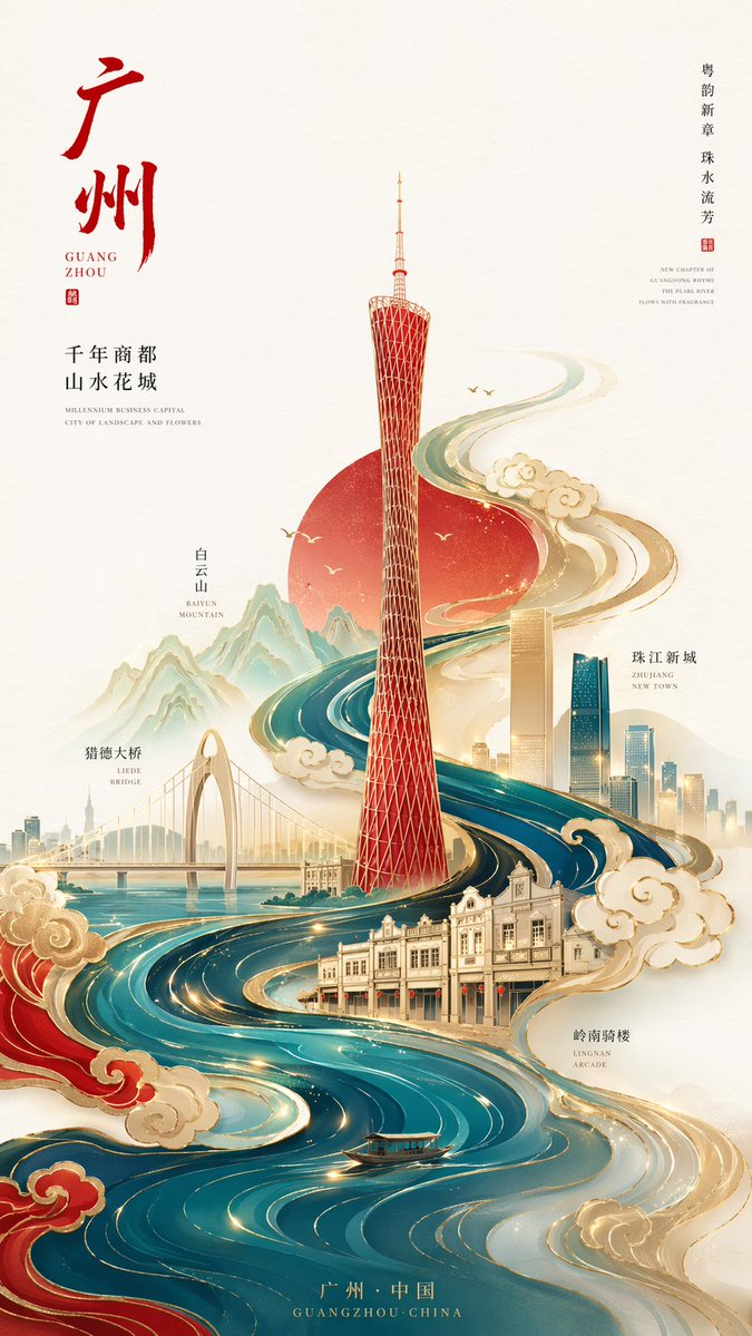Neo-Chinese minimalist style high-end city poster, 9:16 vertical…
