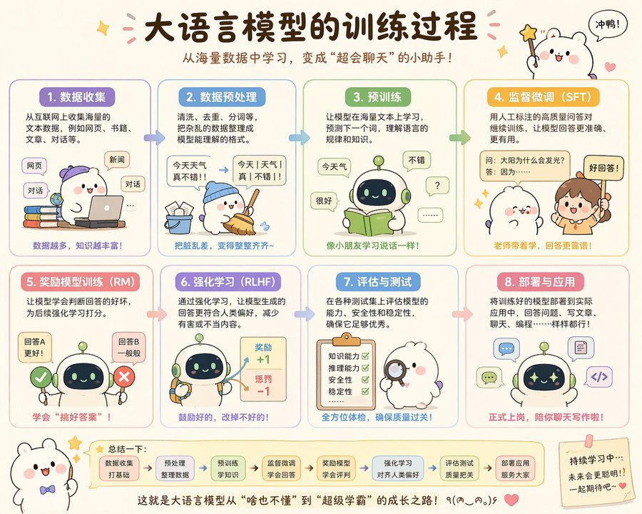 Cute explanation of the large language model training process