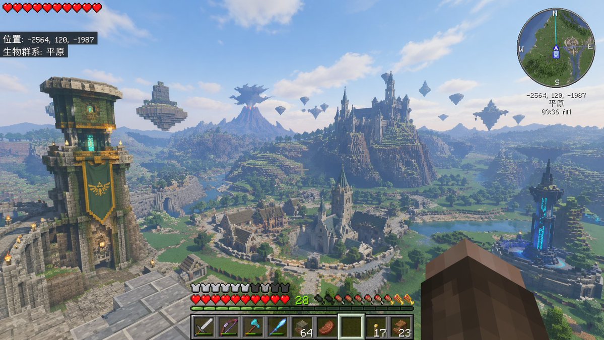 Generate a Minecraft game screenshot, the world inside is built with…