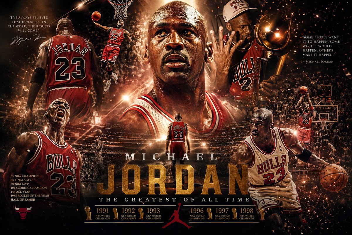 Create an epic poster showcasing the most iconic moments of Michael…