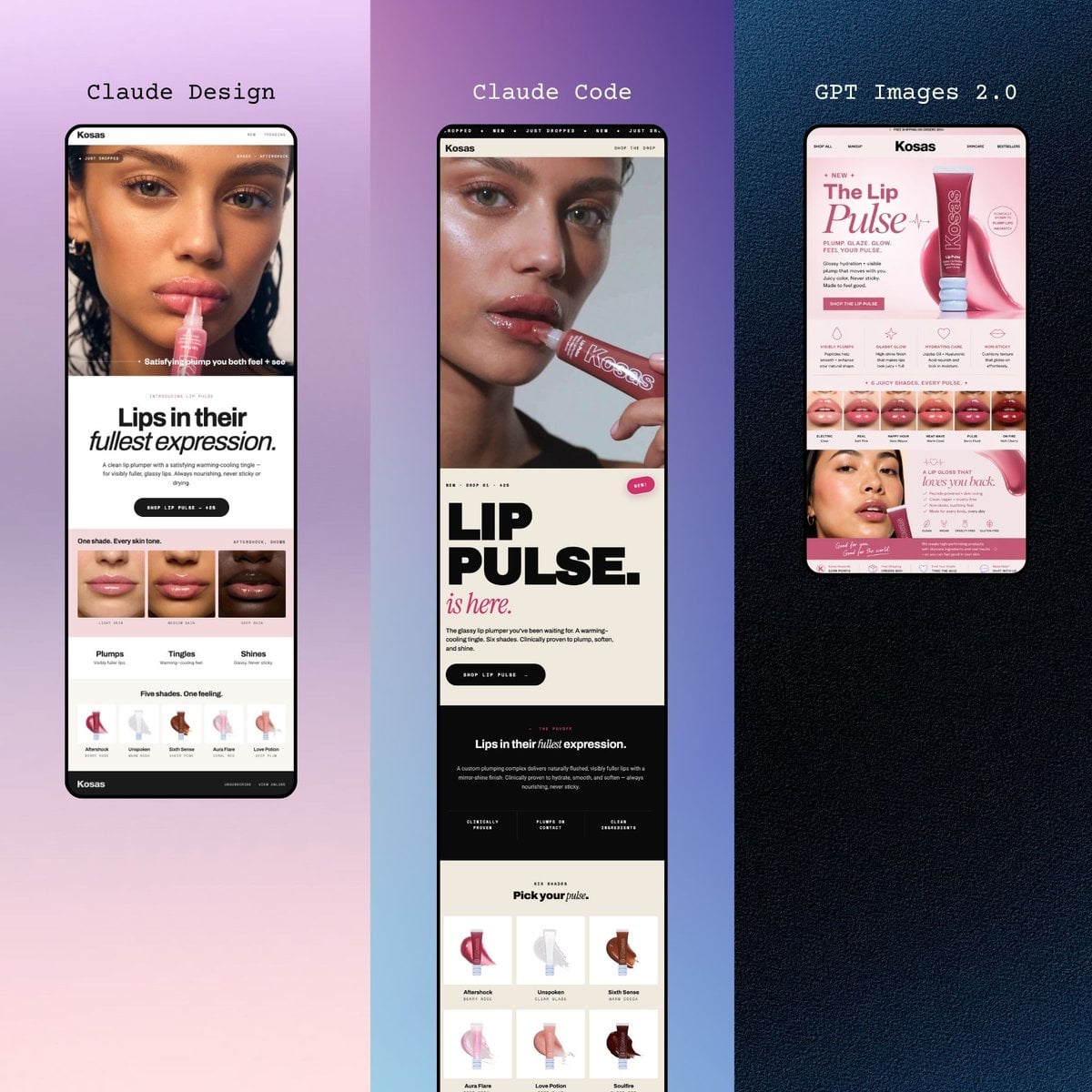 Three Beauty Mobile Landing Pages