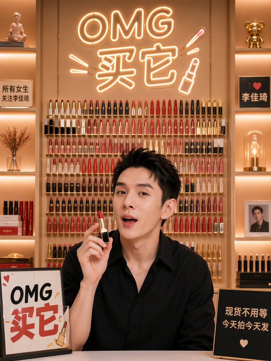 Li Jiaqi's livestream room background, lipstick matrix display wall,…