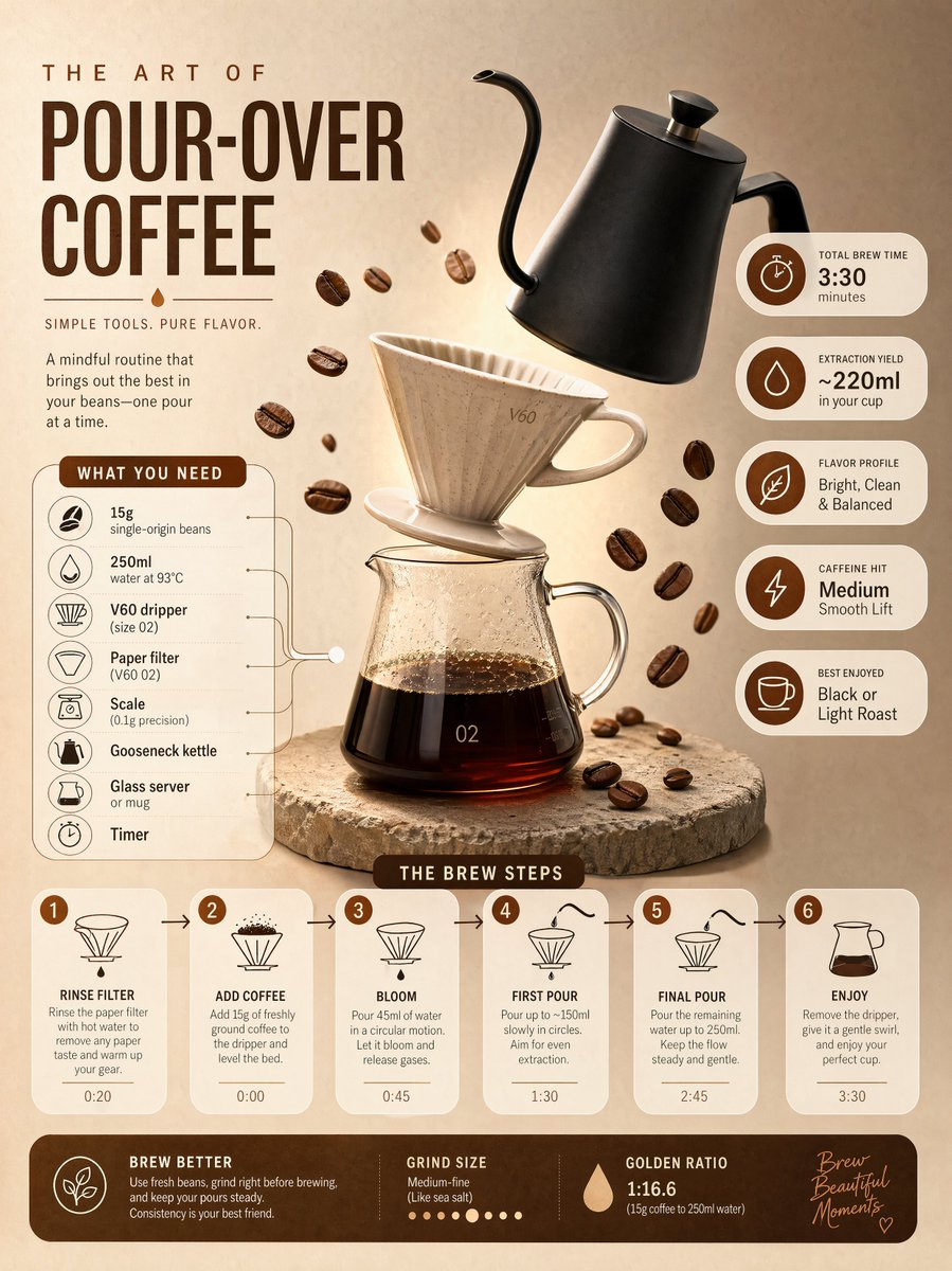 Ultra-clean modern editorial infographic on the topic of a [POUR-OVER…