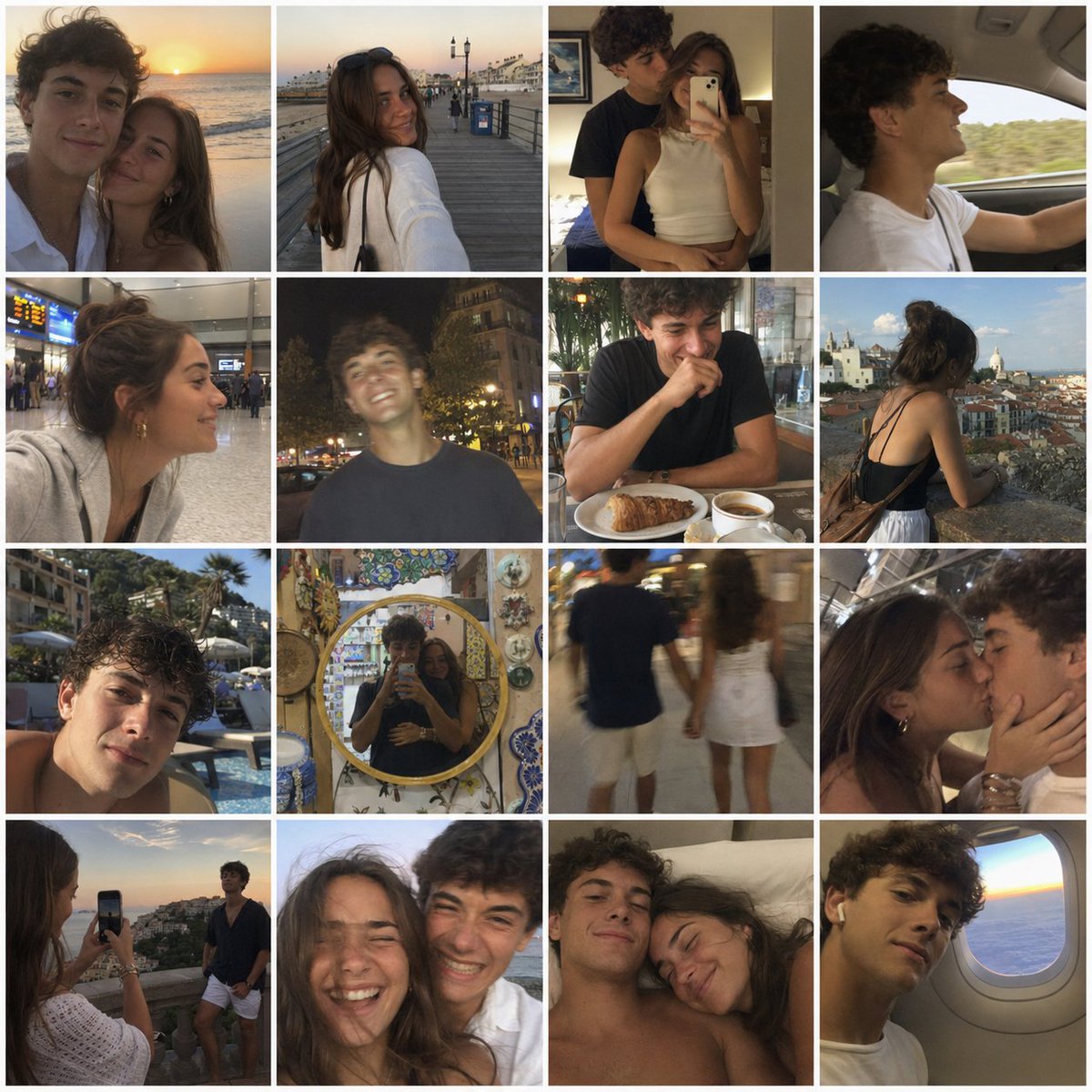 4x4 grid of candid nostalgic photos shot with iphone of a young…