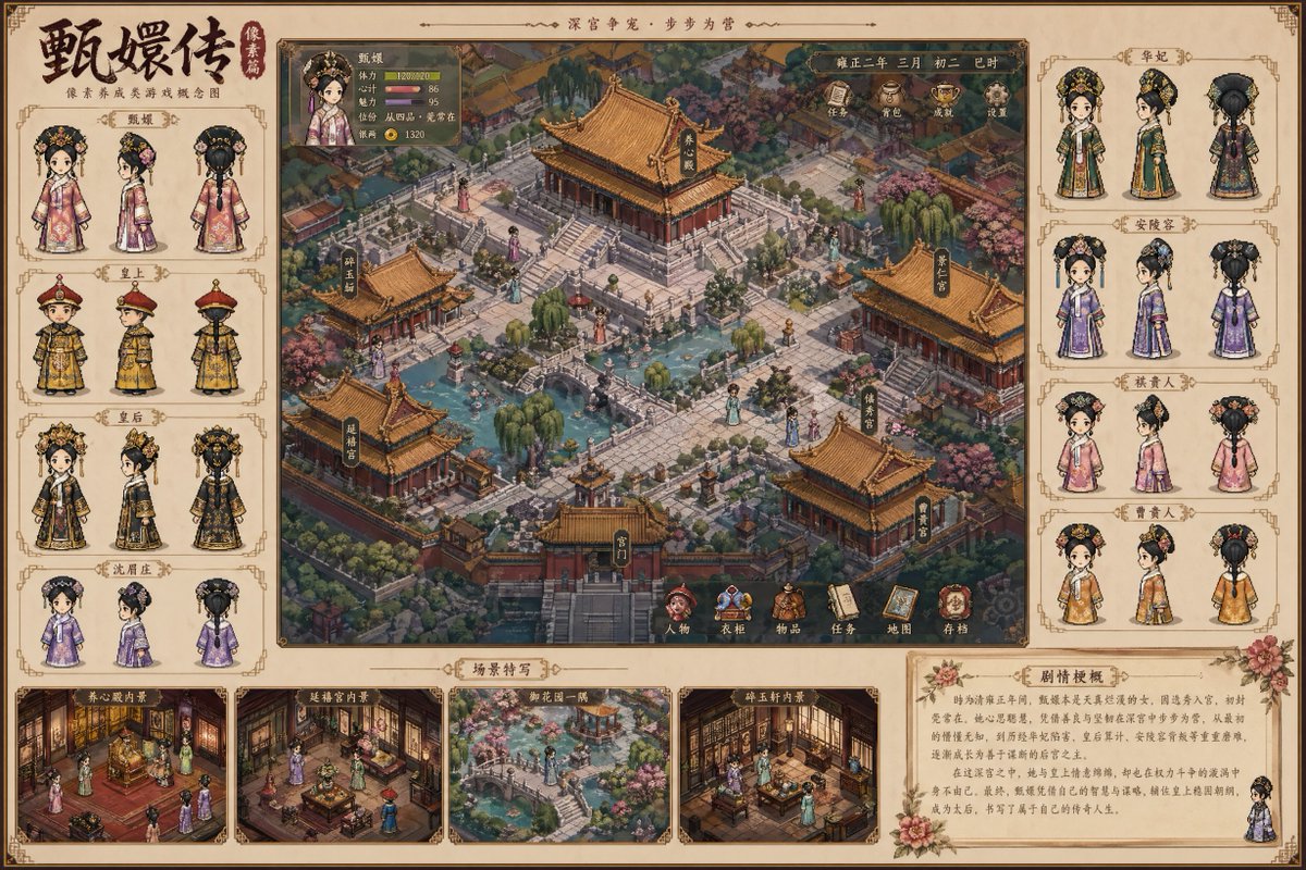 Empresses in the Palace TV drama theme portrait nurturing game…
