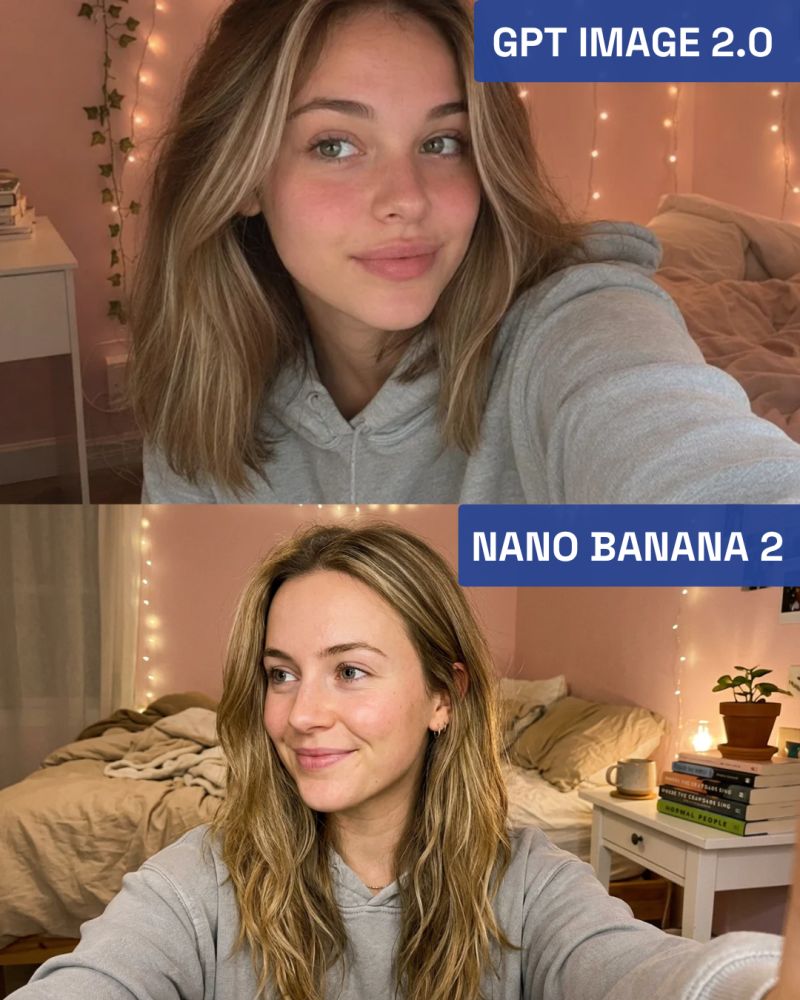 Candid Bedroom Selfie Photorealistic Portrait
