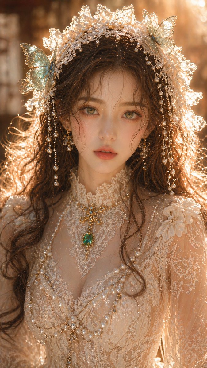 Dreamy Oriental female portrait prompt
