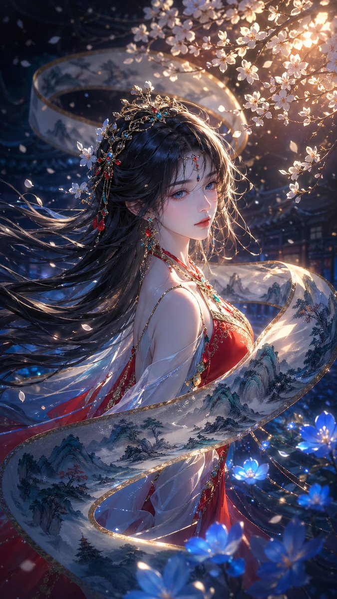 Oriental fantasy Chinese style anime illustration, the main subject…