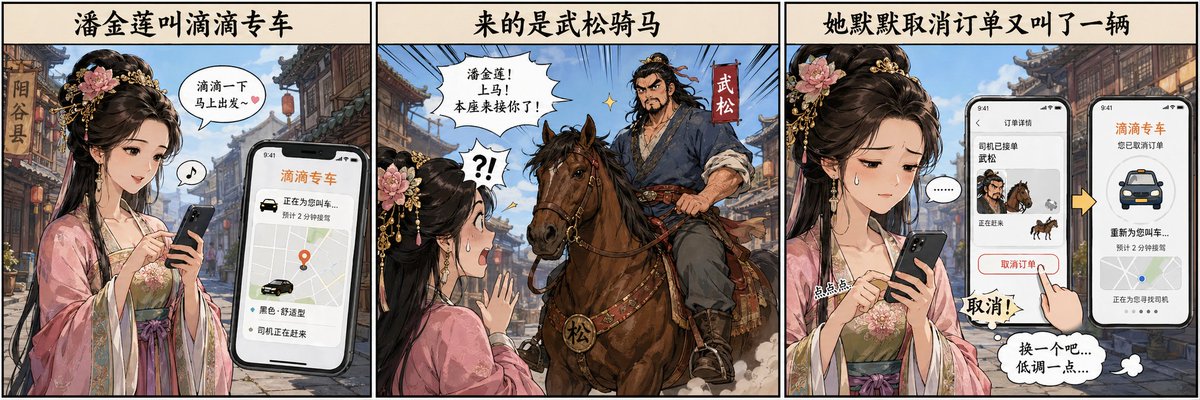 Pan Jinlian calls a Didi premium car, the one who comes is Wu Song…
