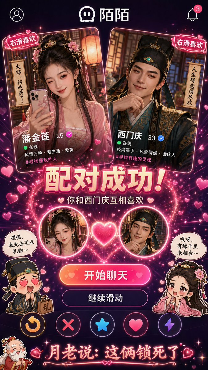 Pan Jinlian registers on Momo, swipes right to match with Ximen Qing,…