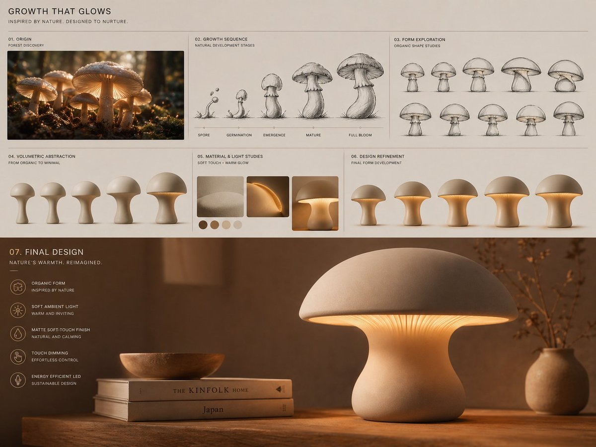 Conceptual transformation, organic mushroom growth shaping a soft…
