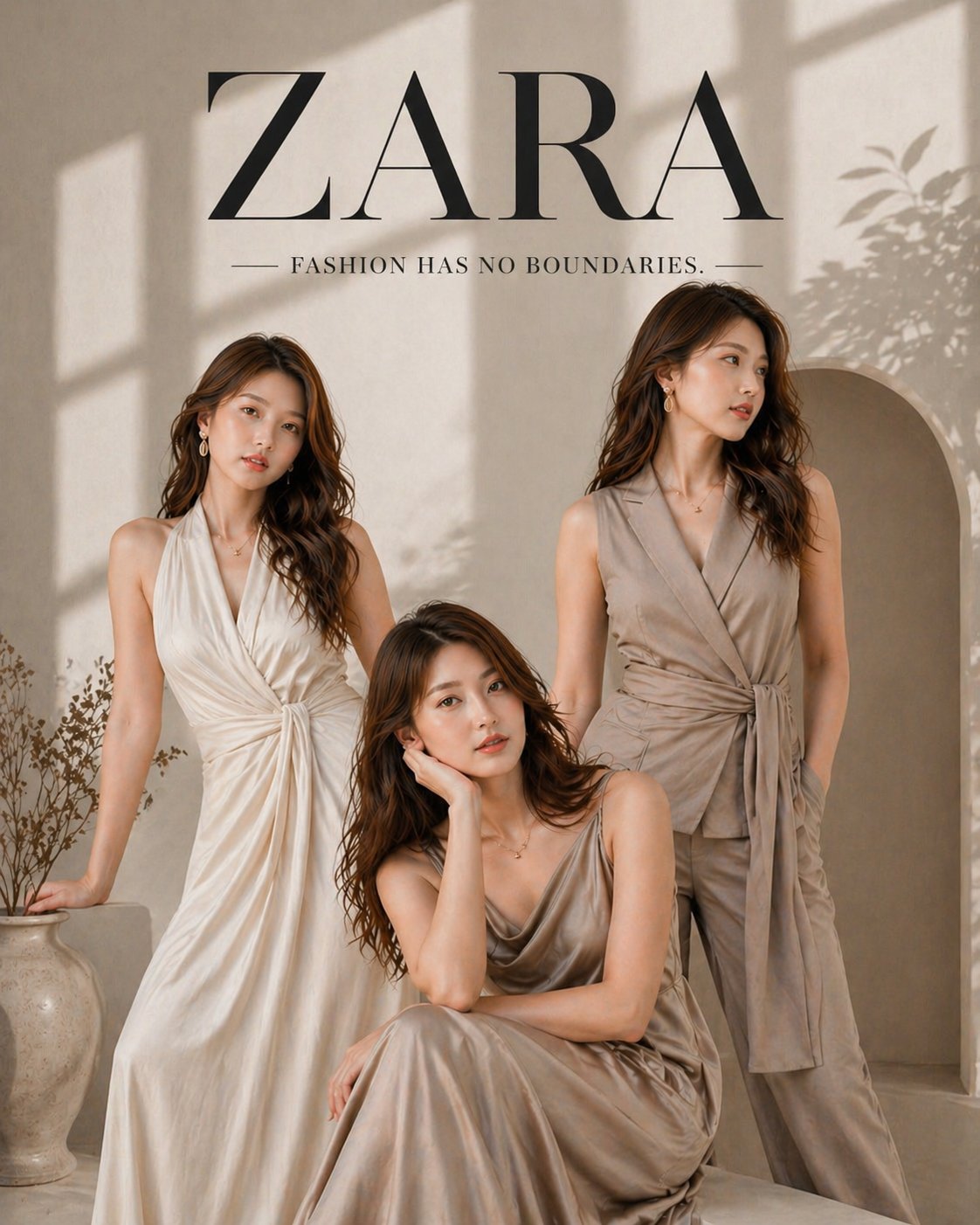 Zara-style triple-pose editorial