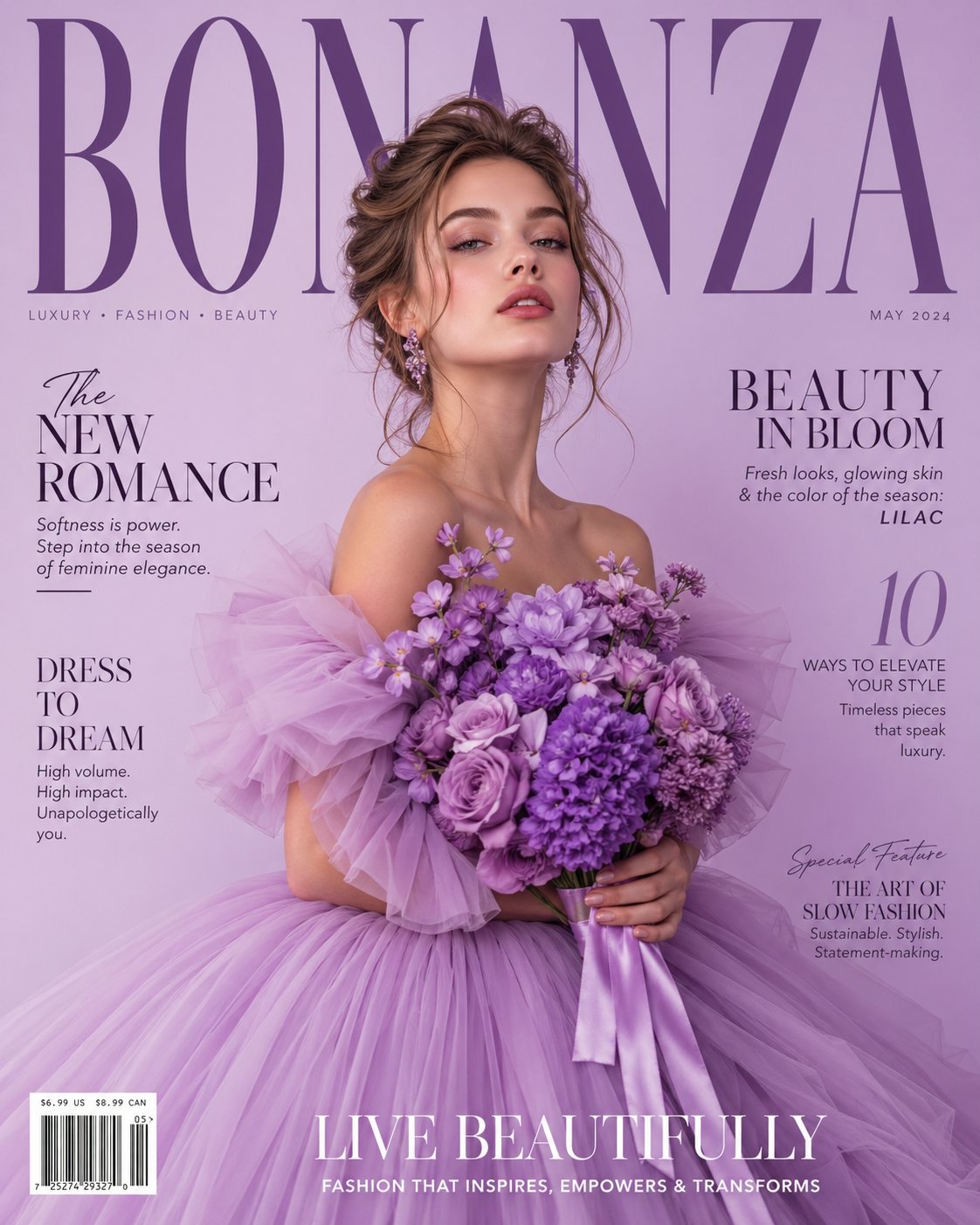 Lavender tulle couture cover