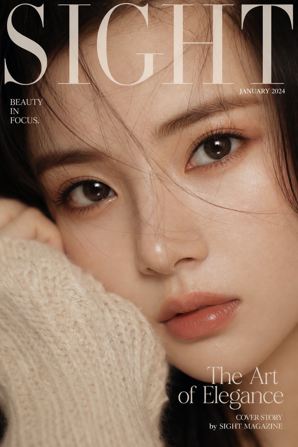 Luxury magazine cover close-up portrait