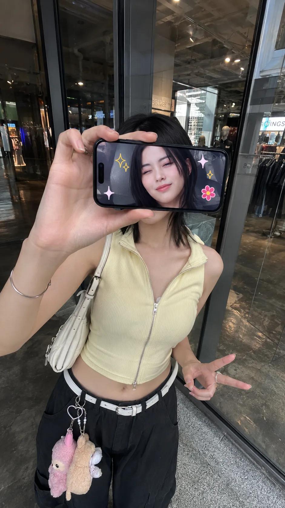 iPhone reflection portrait with phone-on-face