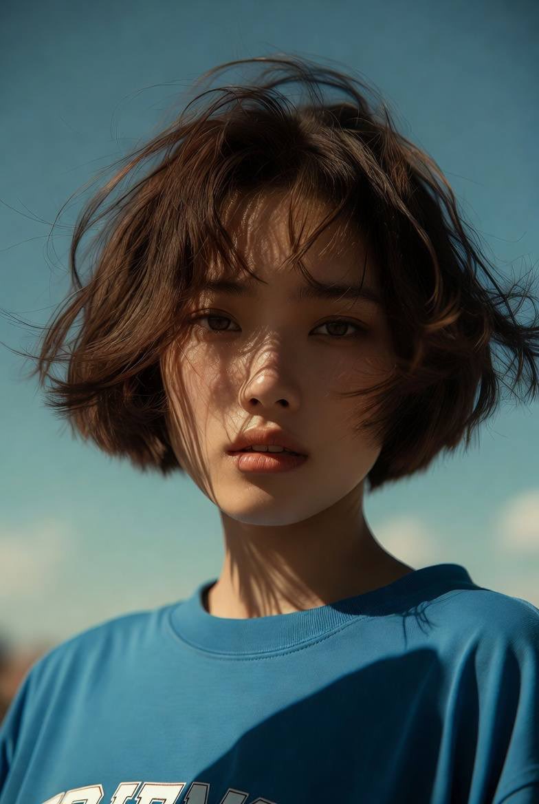 Cinematic asian woman golden hour portrait