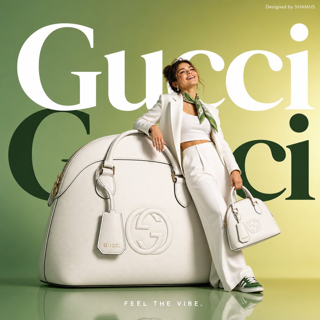 Gucci oversized handbag minimalist ad