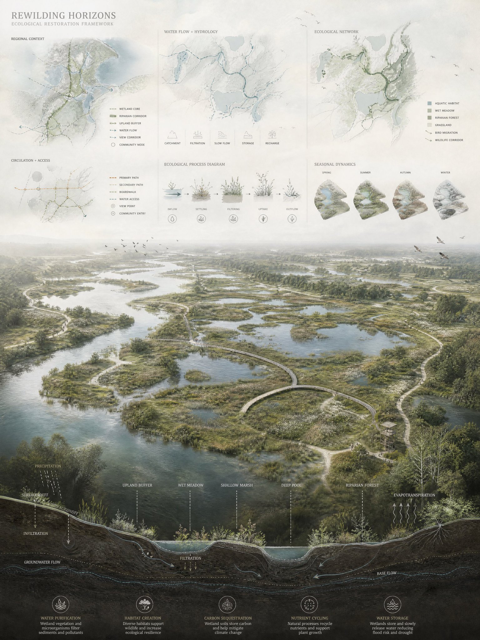 Landscape architecture competition board, ecological systems