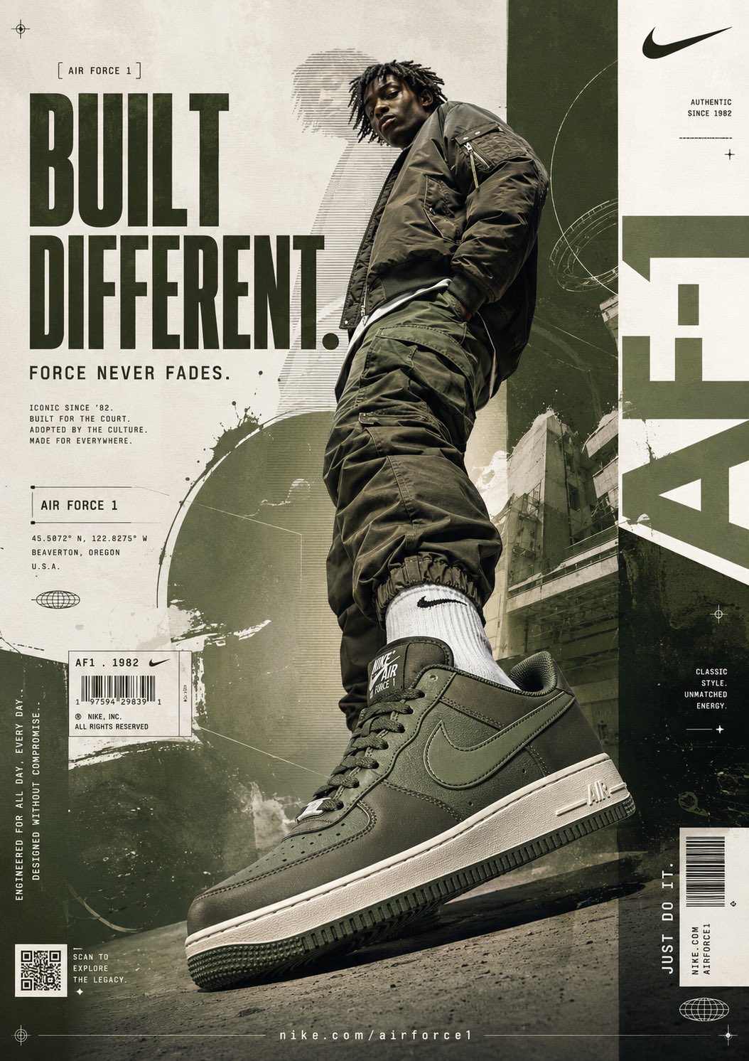 Nike Air Force 1 streetwear campaign poster