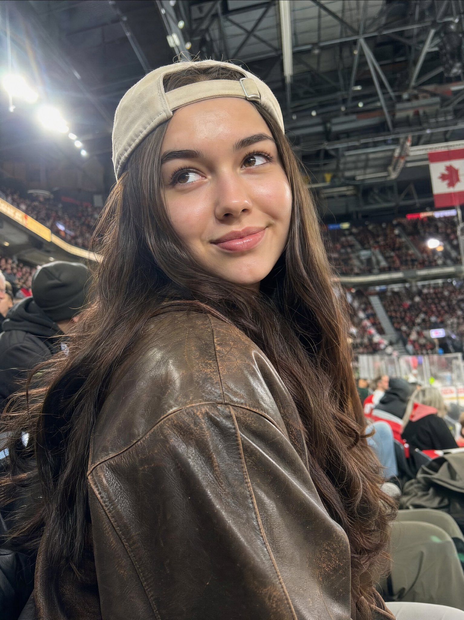Stadium candid backwards cap portrait