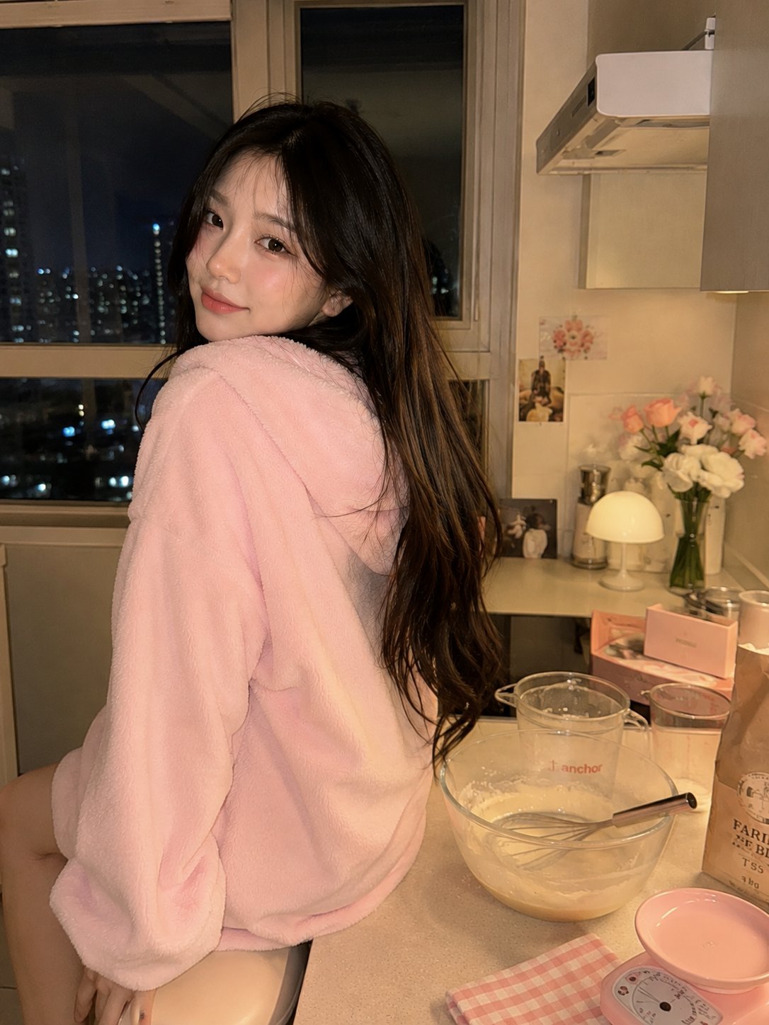Cozy Korean kitchen night portrait