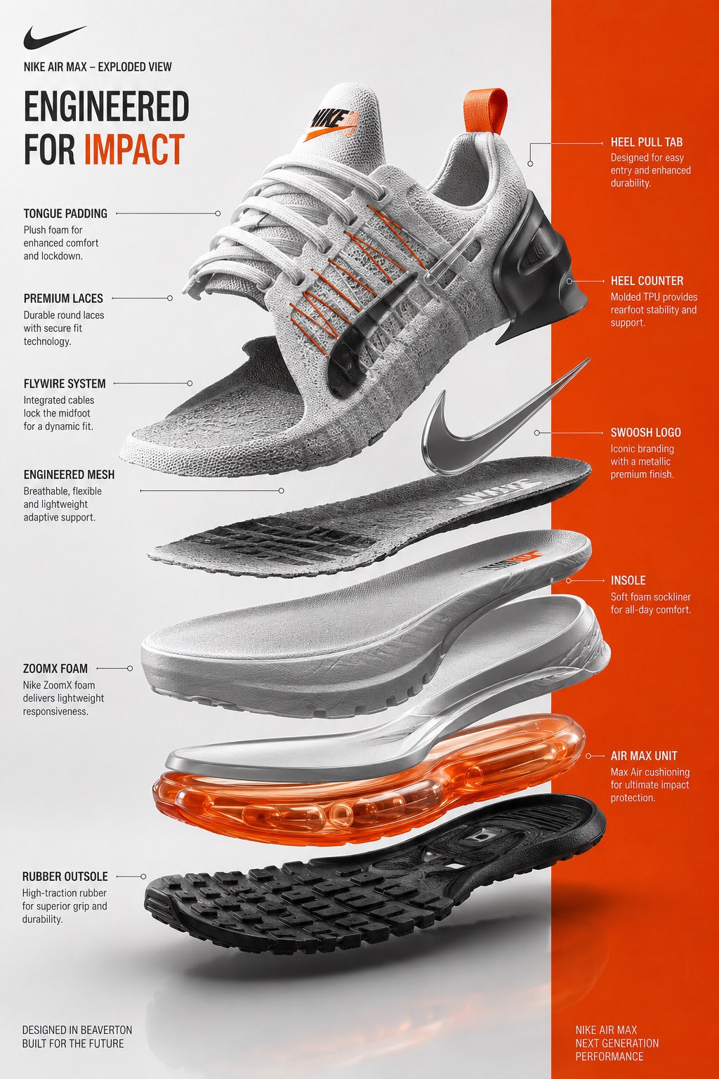 Nike sneaker exploded-view infographic