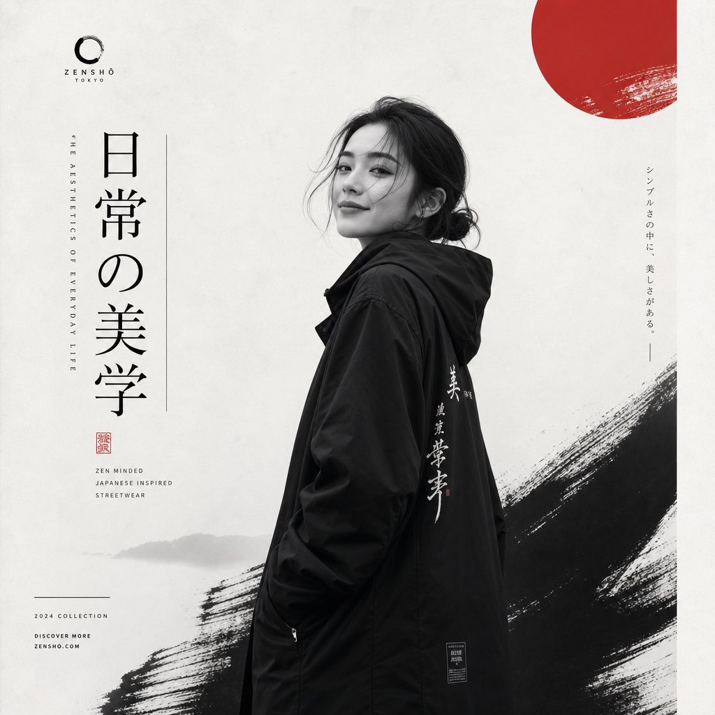 Japanese minimalist monochrome fashion poster
