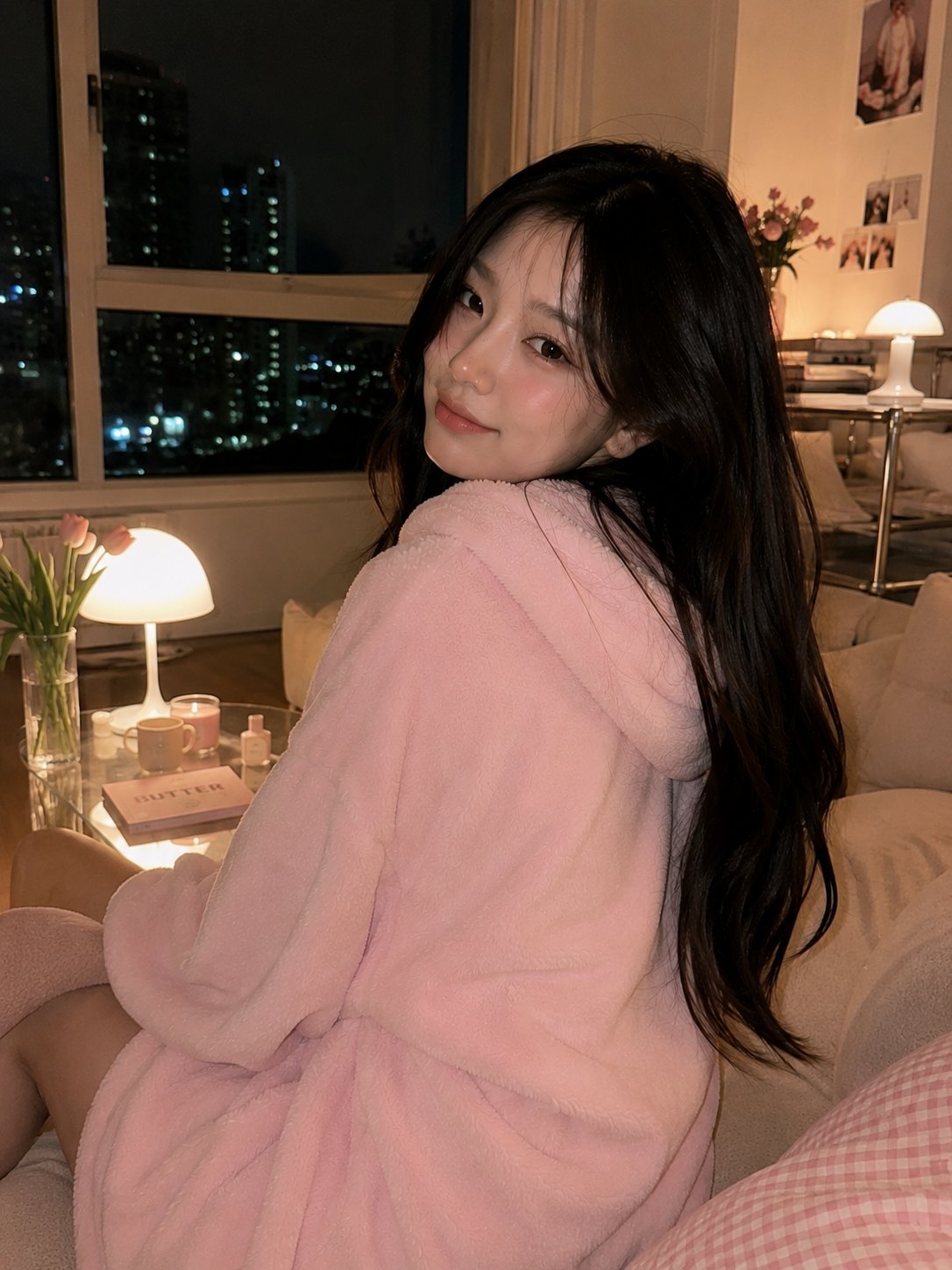 Cozy Korean living room couch portrait