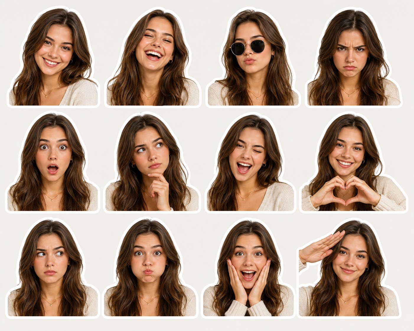 12-expression sticker pack portrait