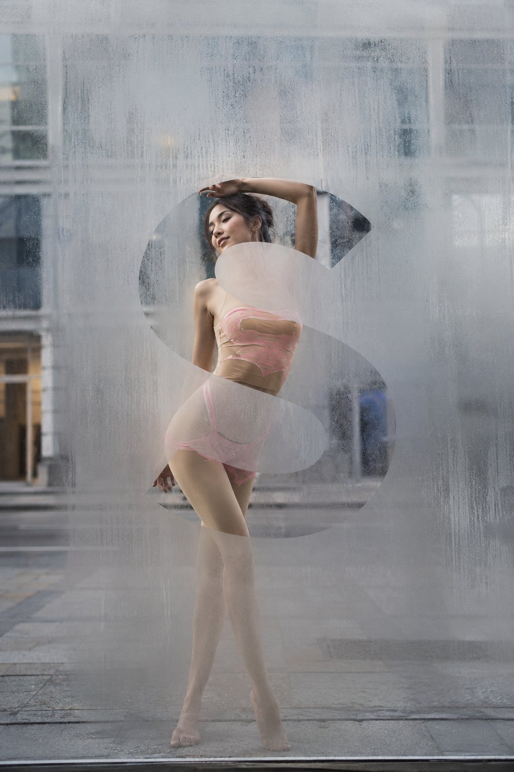Frosted glass street fashion editorial