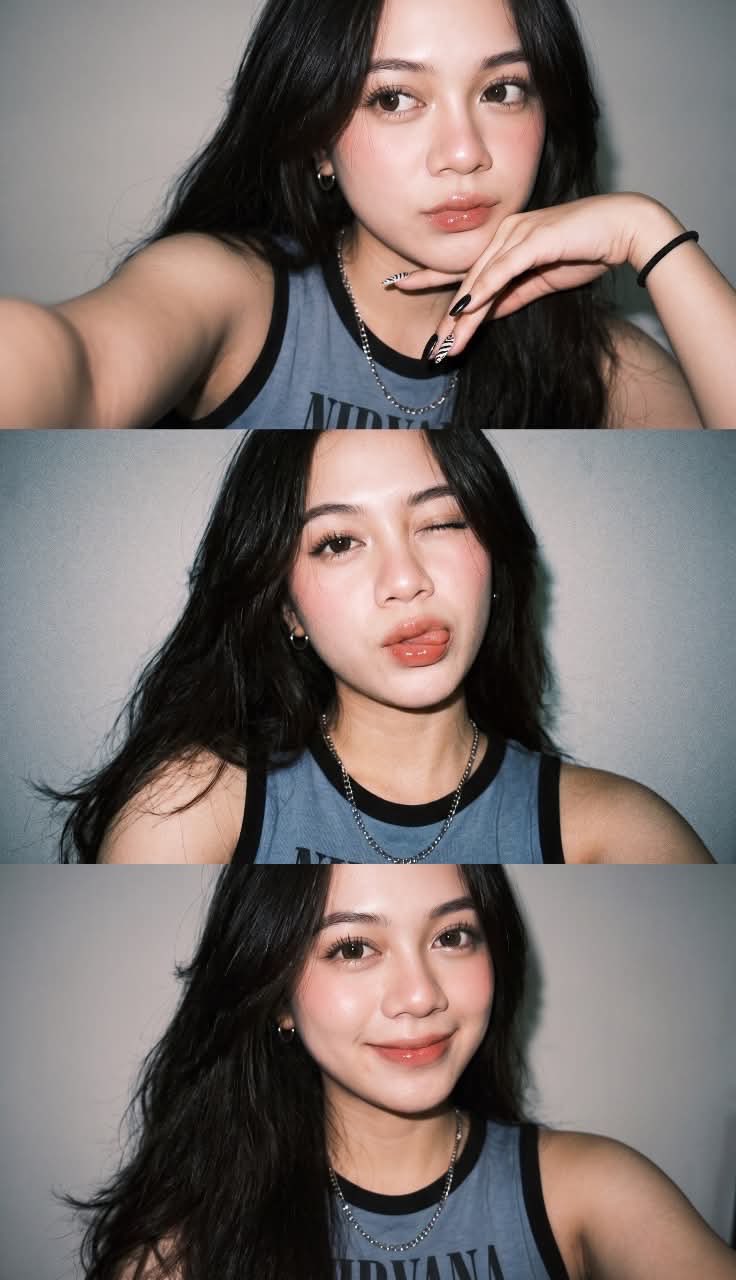 Gen Z flash selfie collage