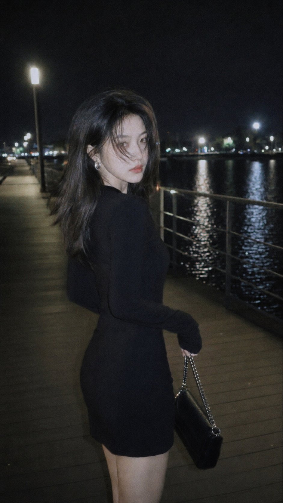Night CCD-style city street portrait