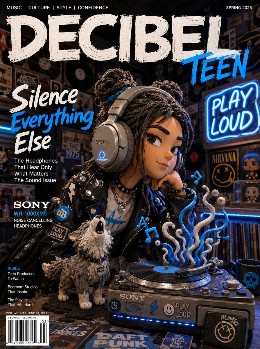 Claymation Teen Girl with Headphones