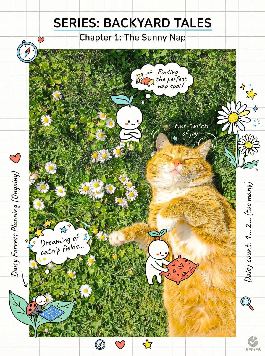 Cheerful Composition with Doodles and Micro Story