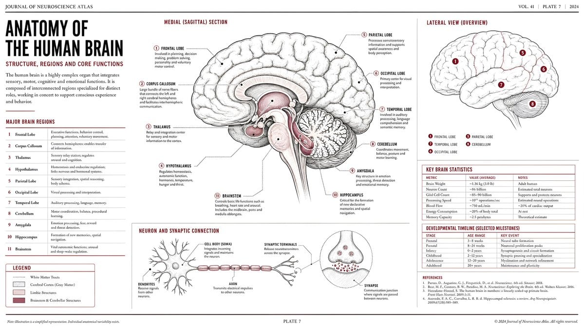 Scientific Journal Infographic of Human Brain Anatomy