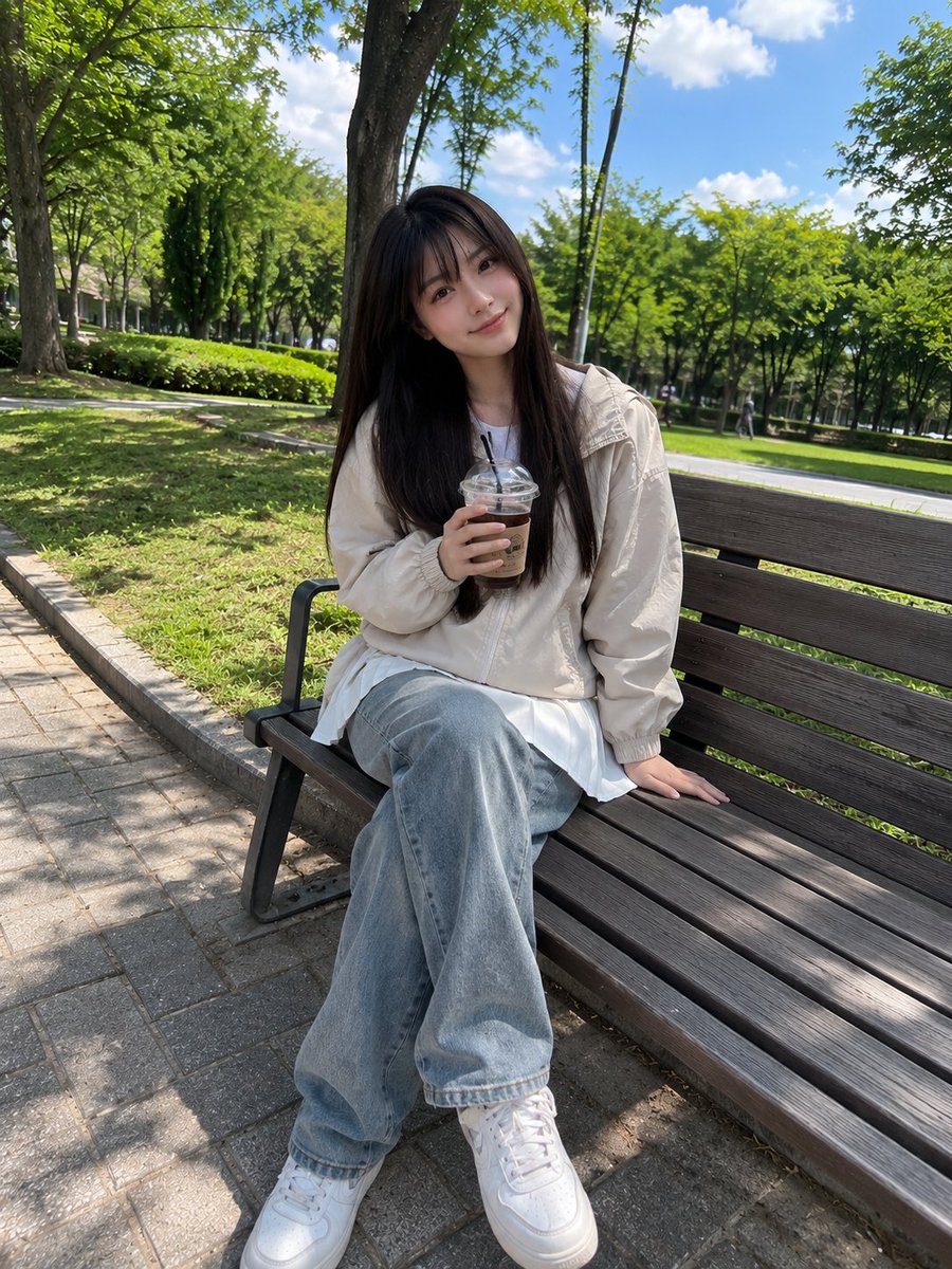 Park Bench Iced Coffee Portrait