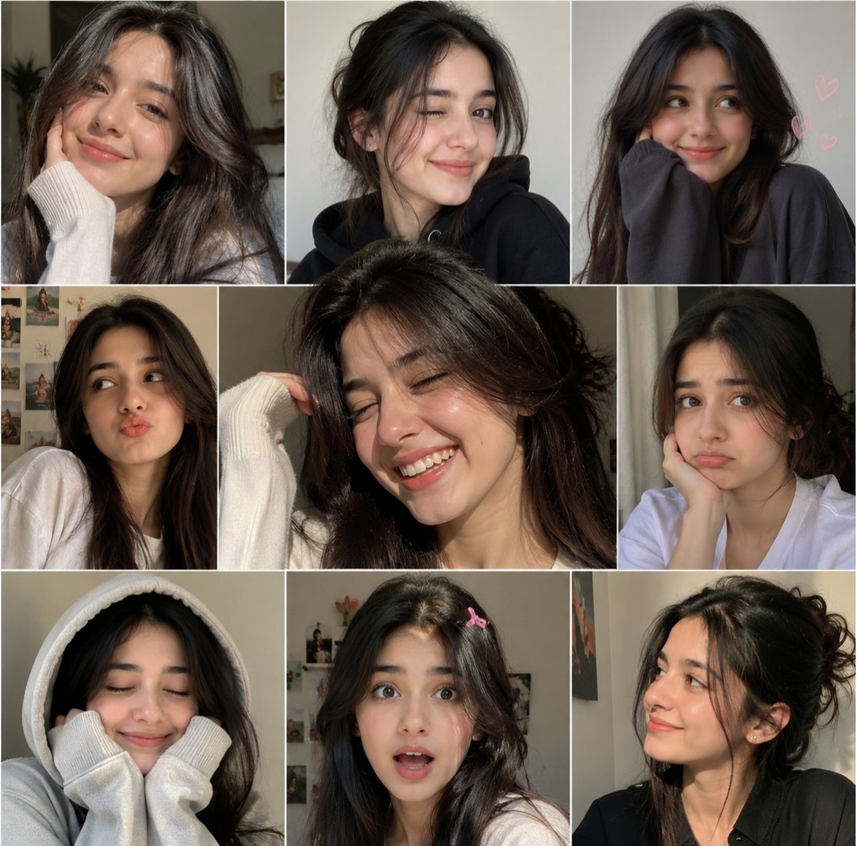Candid expression photo collage of a woman