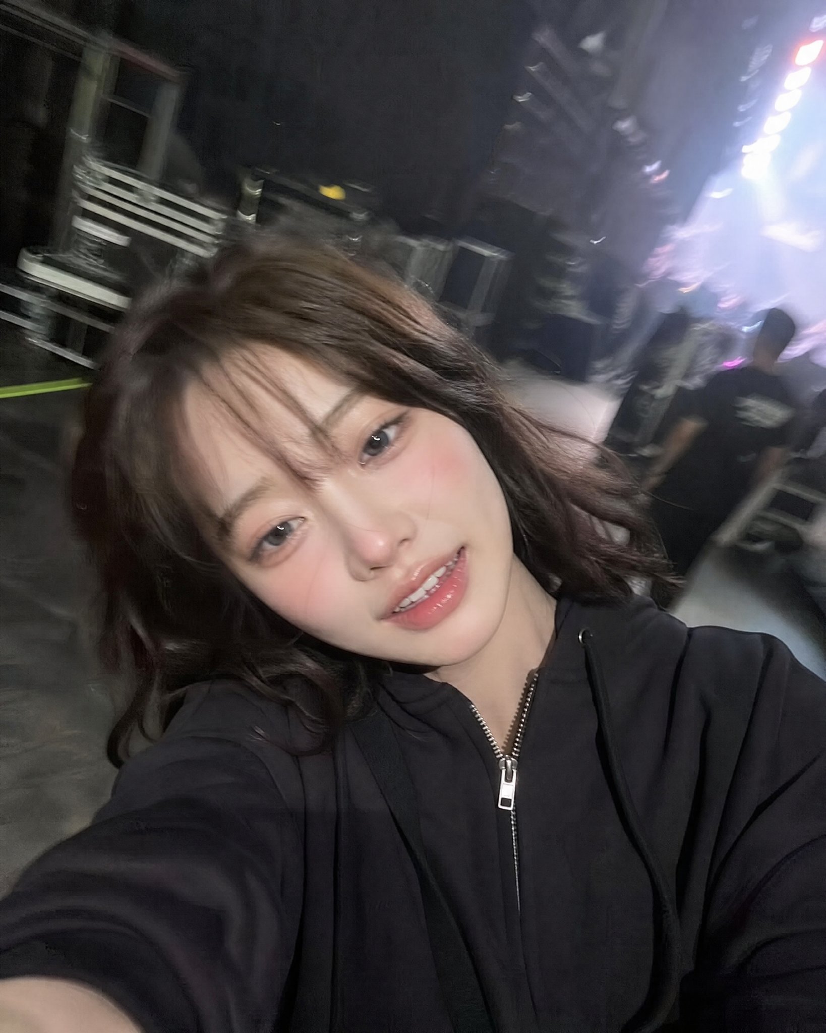 Backstage concert iPhone selfie portrait