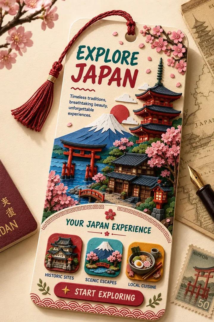 Papercraft travel bookmark