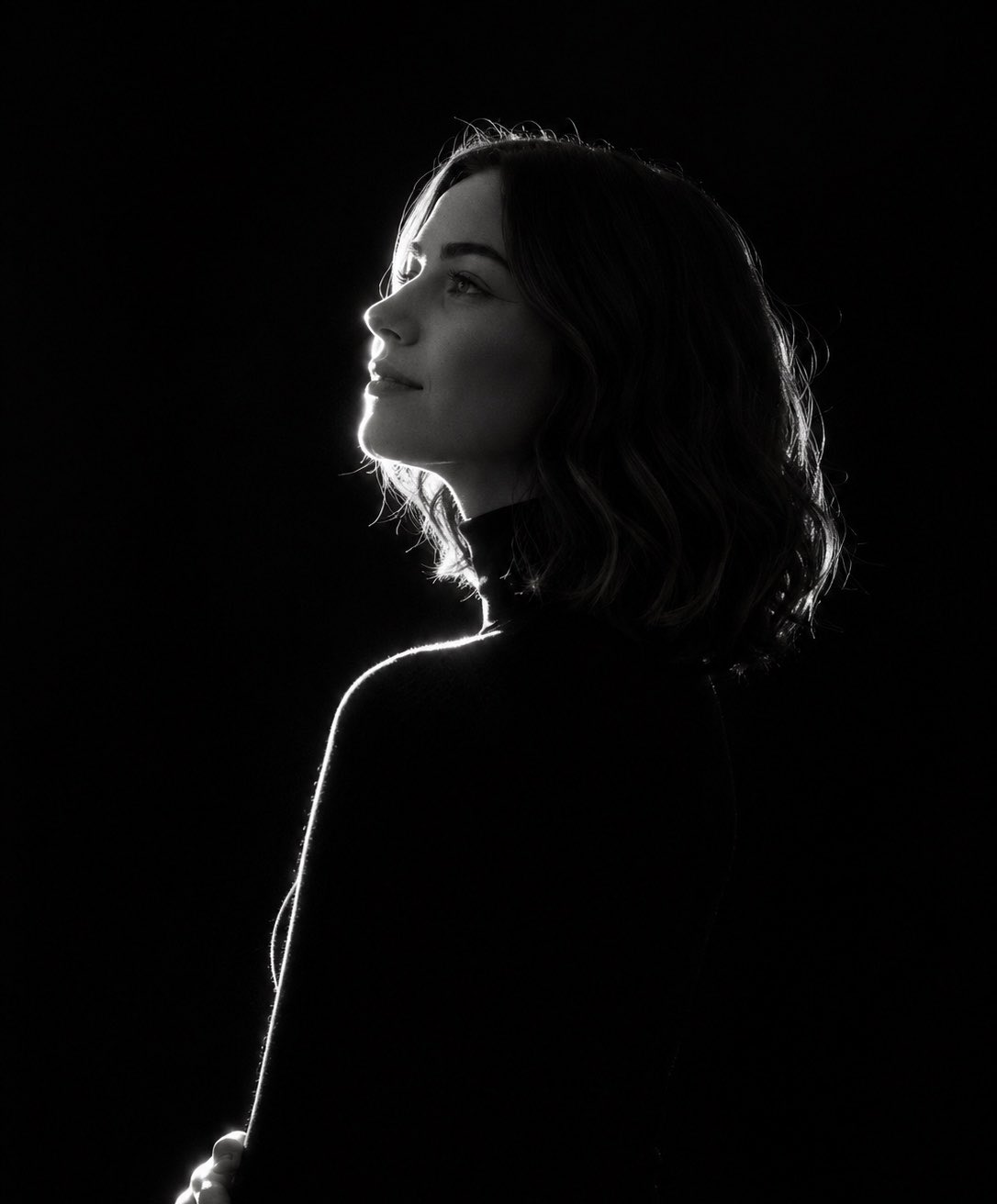 Monochrome rim light portrait