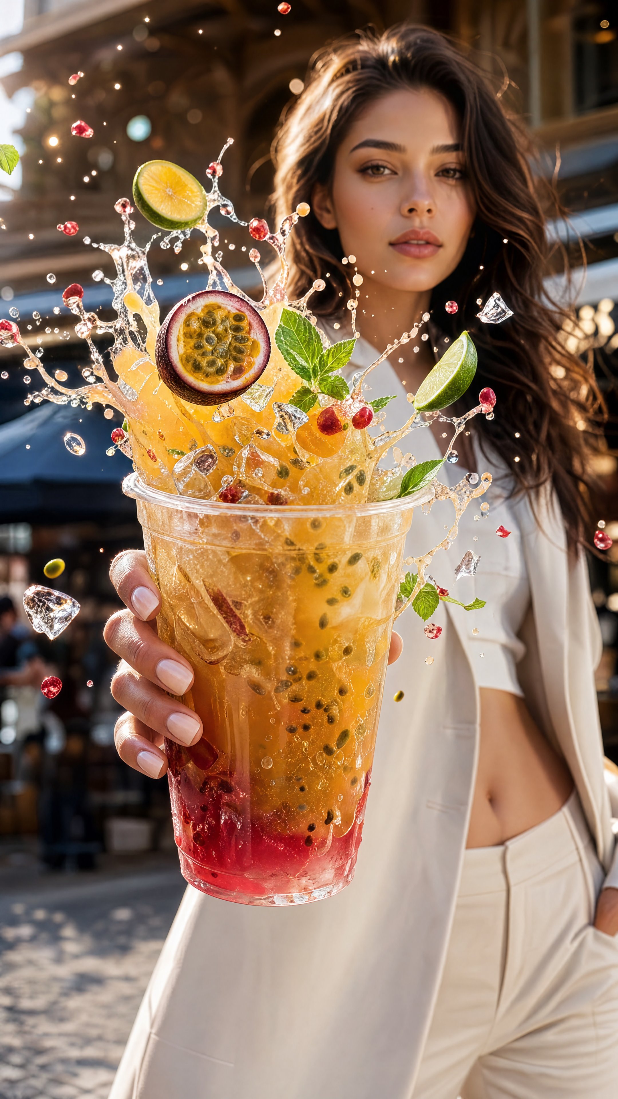 Luxury beverage splash ad