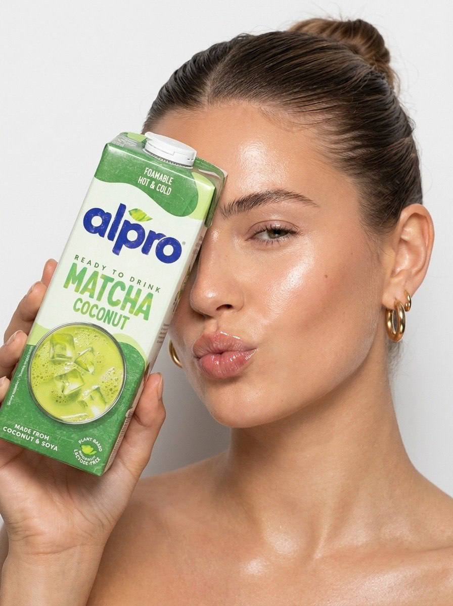 Beauty product campaign kiss pose