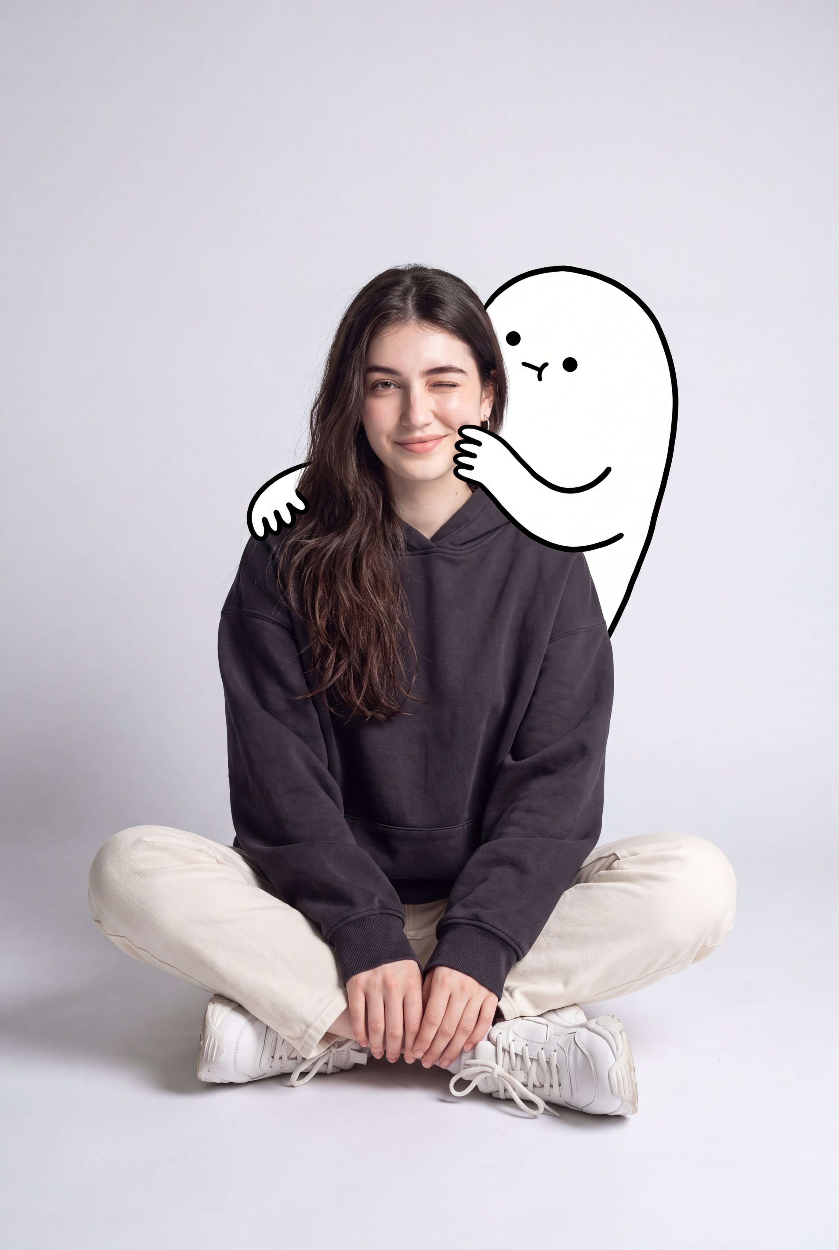 Doodle hug studio portrait