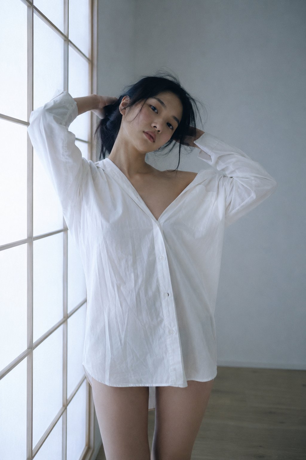 Shoji window East Asian portrait