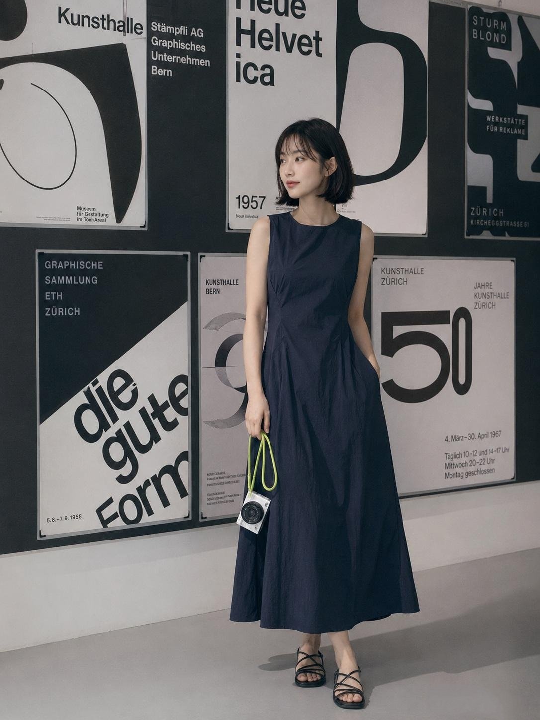 Minimalist gallery fashion photoshoot