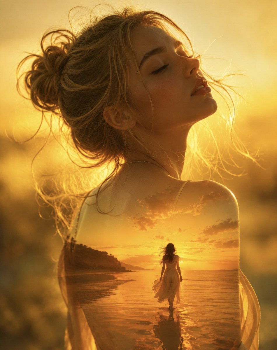 Sunset double exposure portrait
