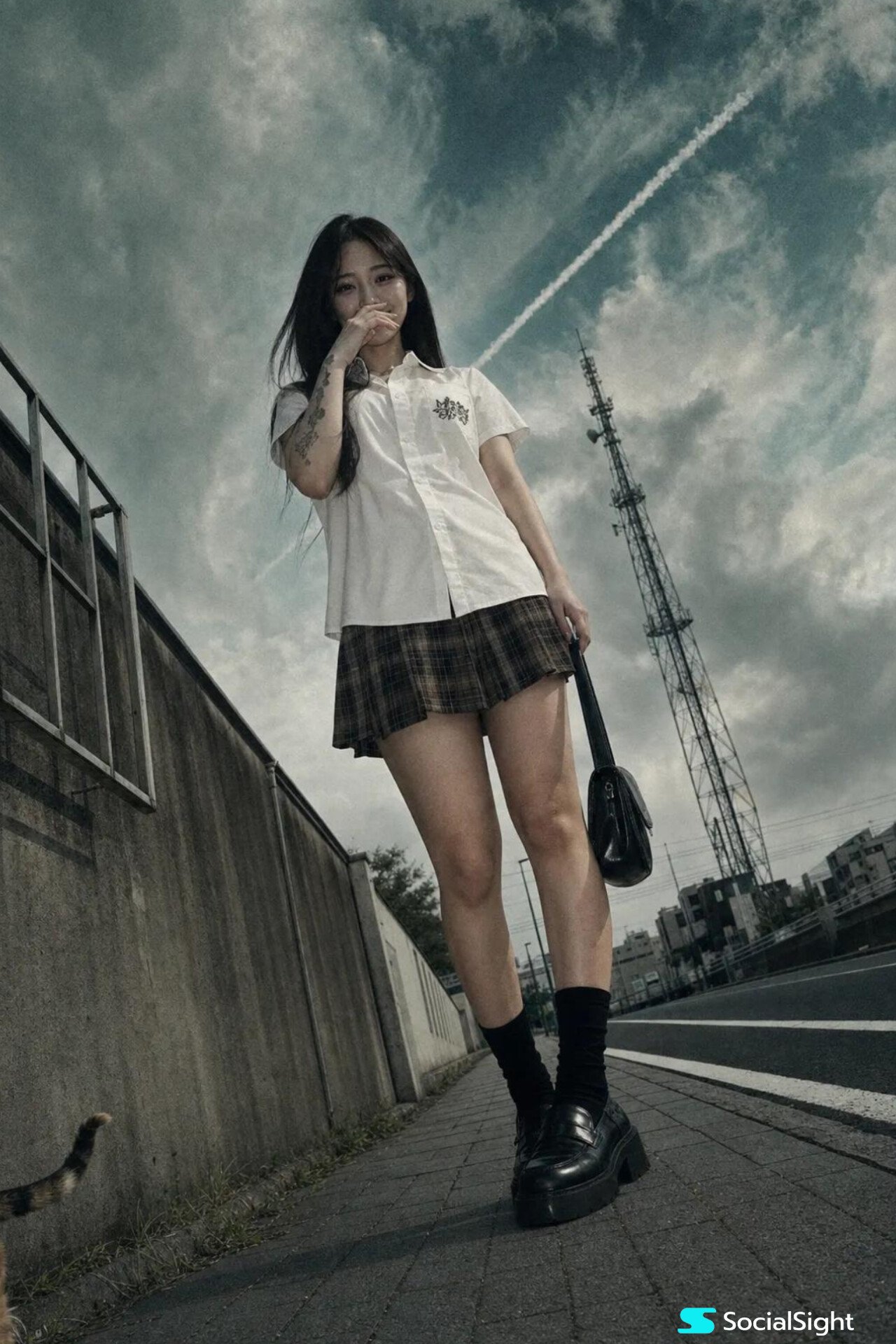 Low-angle Tokyo street portrait