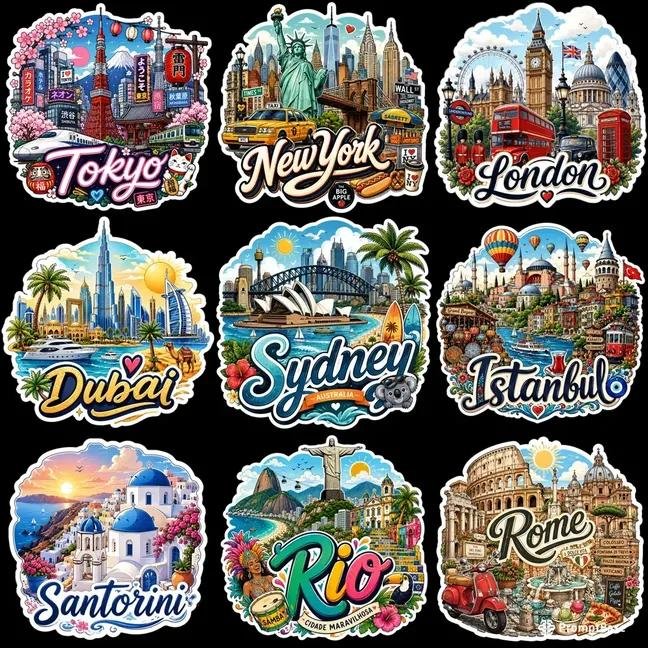 Travel sticker sheet design