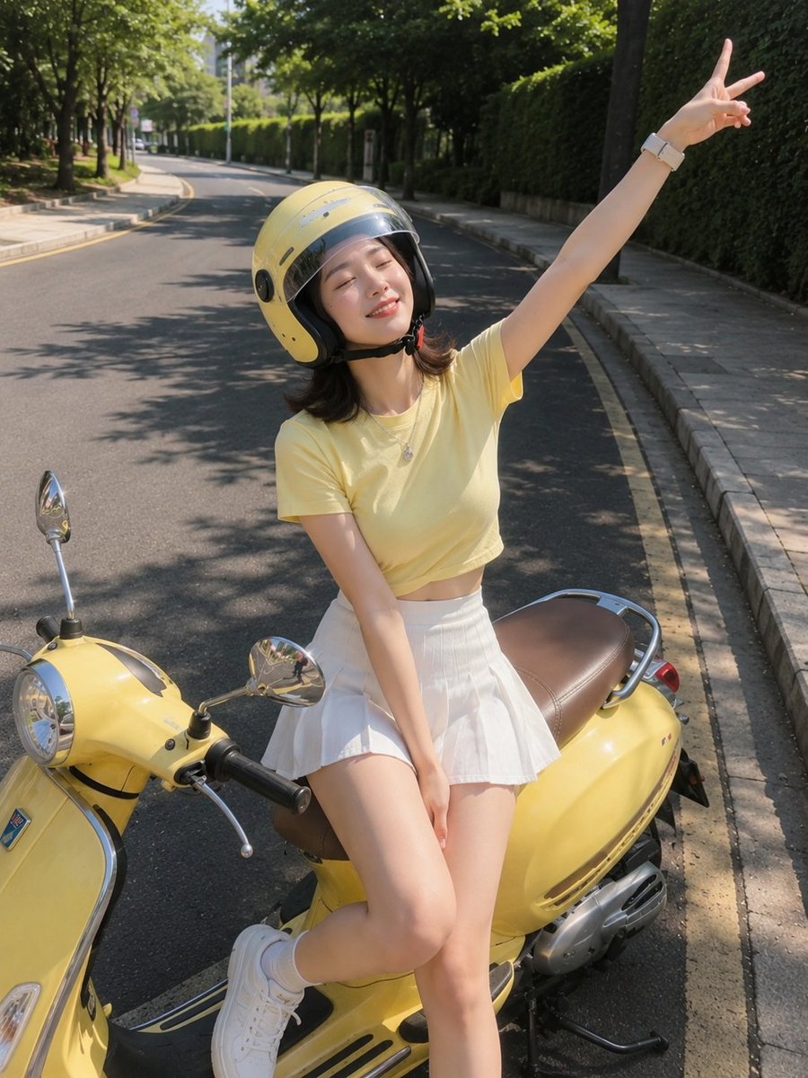 Yellow scooter smartphone portrait
